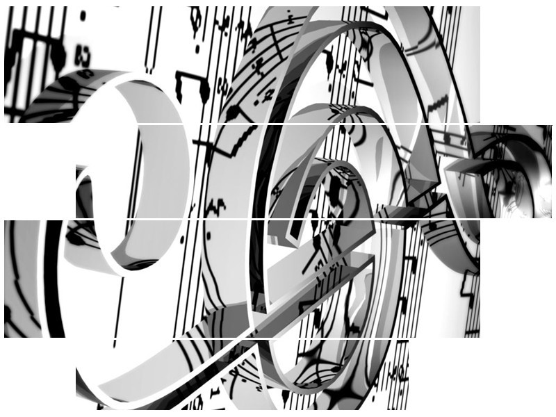 Glas schilderij Muziek | Wit, Grijs, Zwart | 115x85cm 4Luik