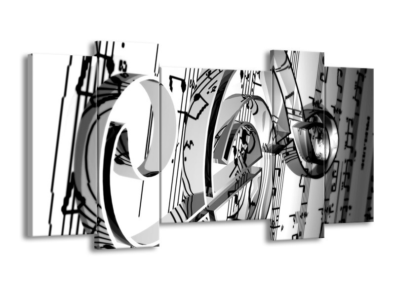 Glas schilderij Muziek | Wit, Grijs, Zwart | 120x65cm 5Luik