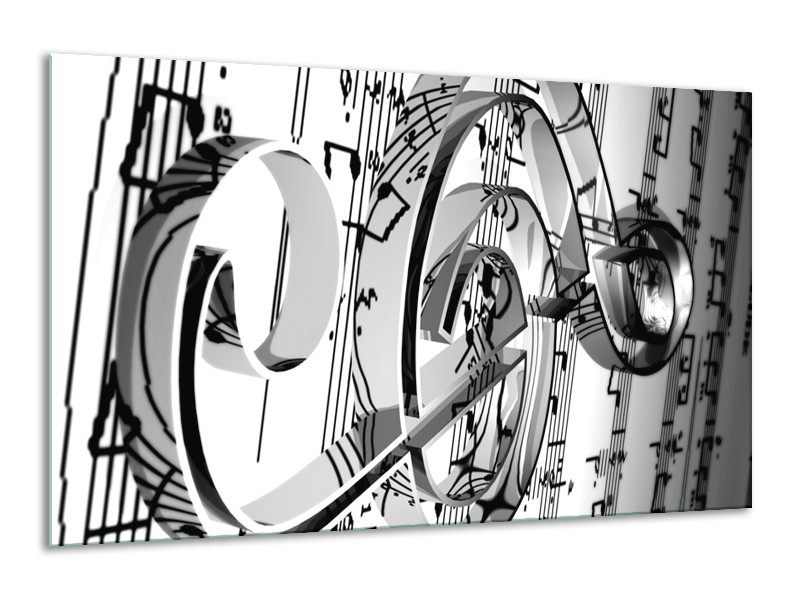 Glas schilderij Muziek | Wit, Grijs, Zwart | 120x70cm 1Luik