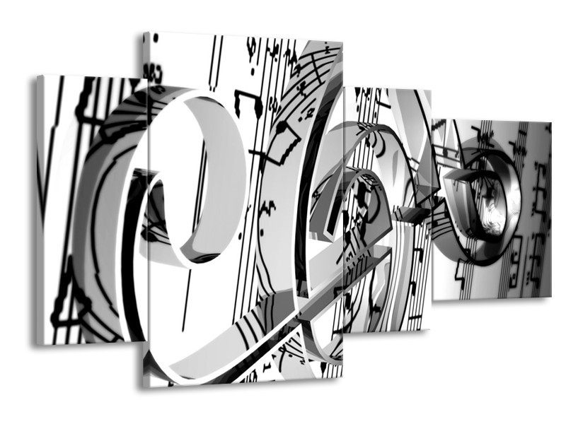 Glas schilderij Muziek | Wit, Grijs, Zwart | 120x75cm 4Luik