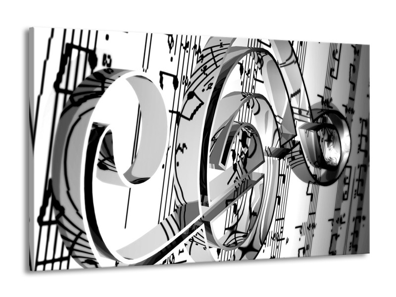 Glas schilderij Muziek | Wit, Grijs, Zwart | 140x90cm 1Luik