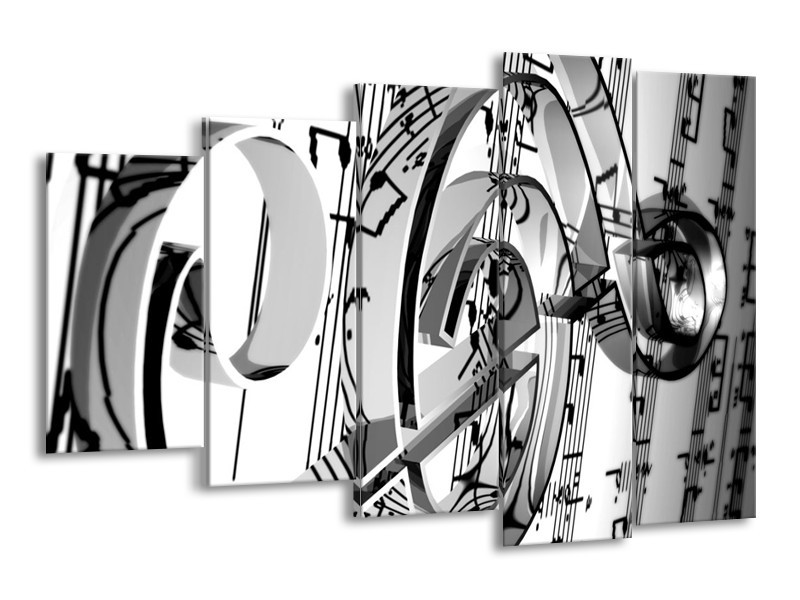 Glas schilderij Muziek | Wit, Grijs, Zwart | 150x100cm 5Luik