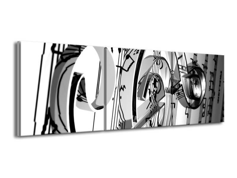 Glas schilderij Muziek | Wit, Grijs, Zwart | 150x50cm 3Luik