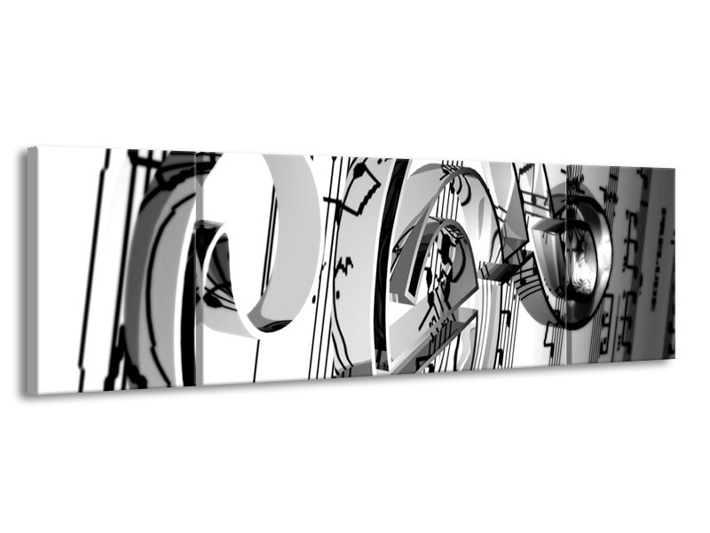 Glas schilderij Muziek | Wit, Grijs, Zwart | 170x50cm 3Luik