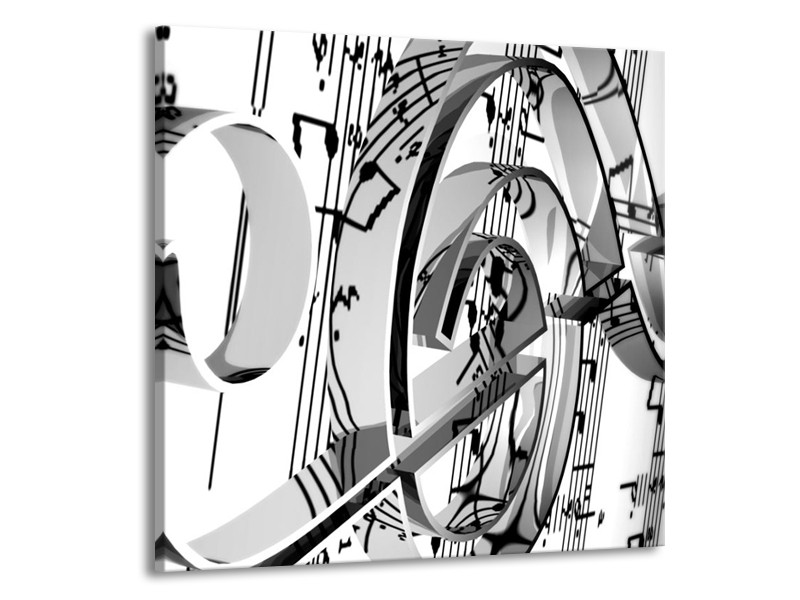 Glas schilderij Muziek | Wit, Grijs, Zwart | 50x50cm 1Luik