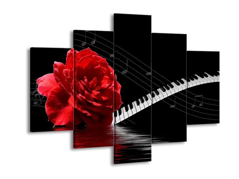 Glas schilderij Roos | Rood, Wit, Zwart | 150x105cm 5Luik