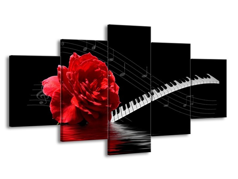 Glas schilderij Roos | Rood, Wit, Zwart | 150x80cm 5Luik
