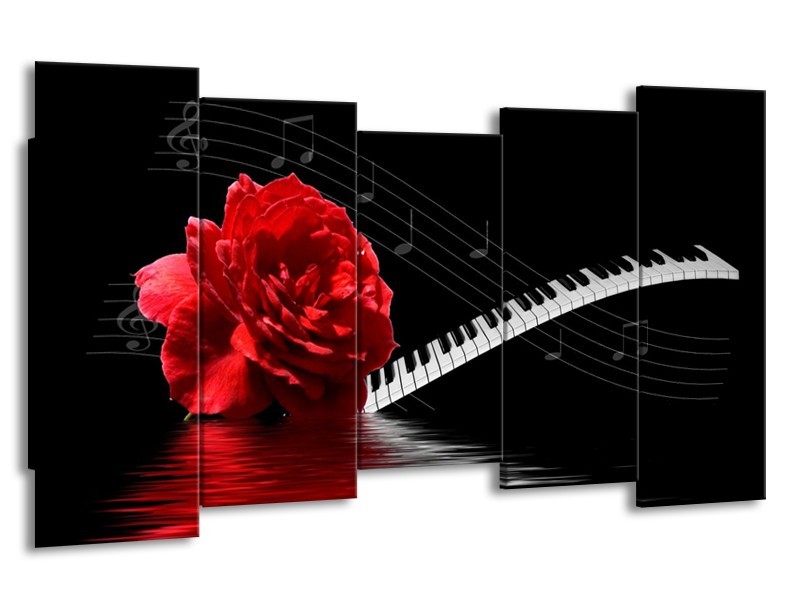 Glas schilderij Roos | Rood, Wit, Zwart | 150x80cm 5Luik