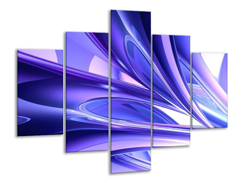 Glas schilderij Abstract | Blauw, Wit, Paars | 100x70cm 5Luik