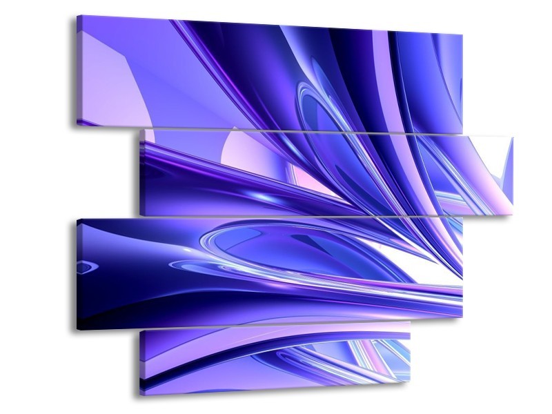 Glas schilderij Abstract | Blauw, Wit, Paars | 115x85cm 4Luik