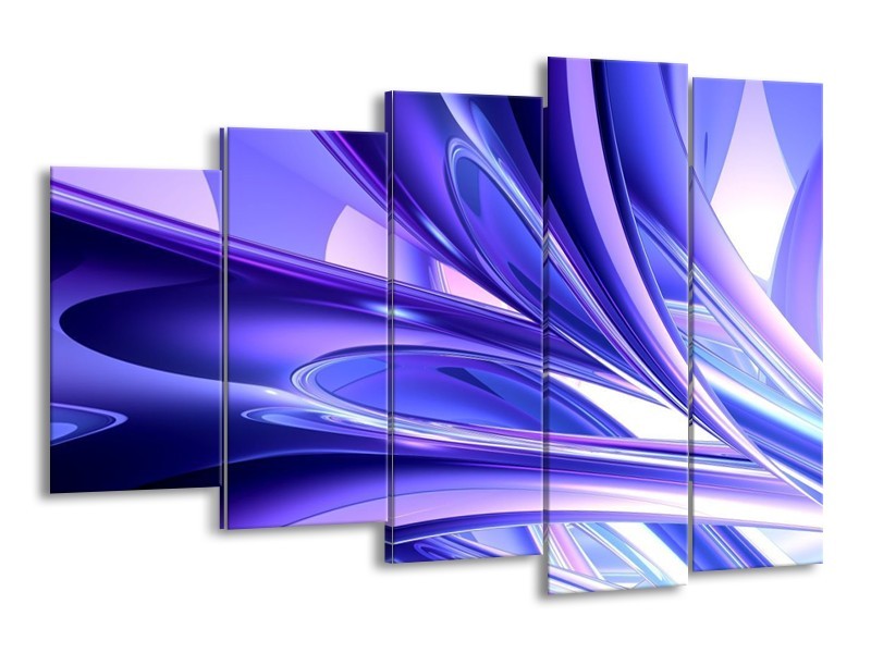 Glas schilderij Abstract | Blauw, Wit, Paars | 150x100cm 5Luik