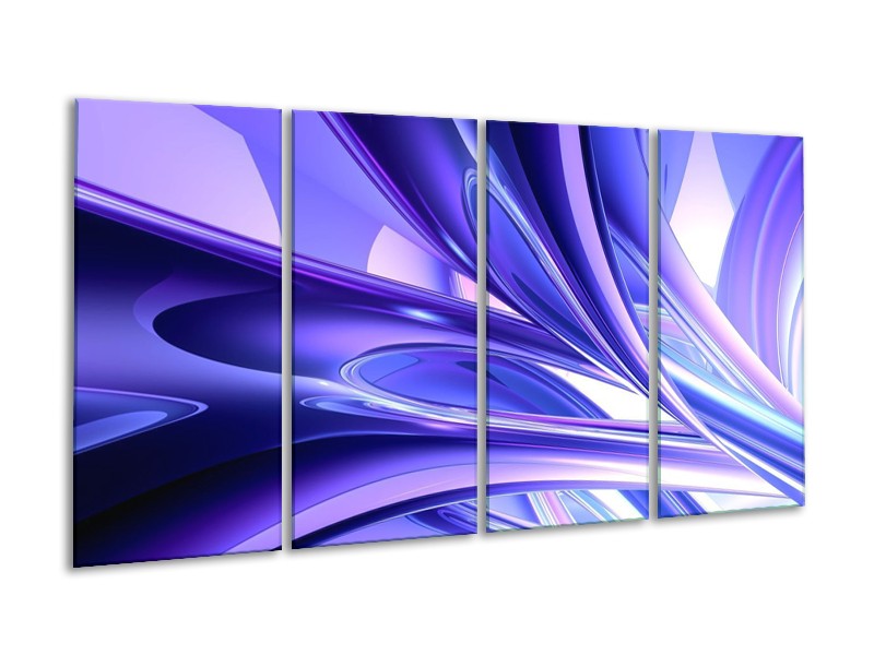Glas schilderij Abstract | Blauw, Wit, Paars | 160x80cm 4Luik