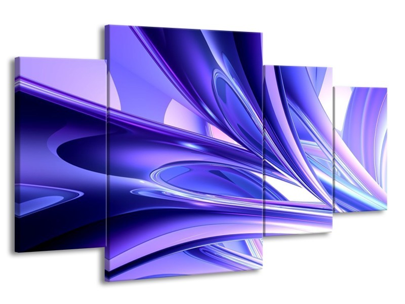Glas schilderij Abstract | Blauw, Wit, Paars | 160x90cm 4Luik