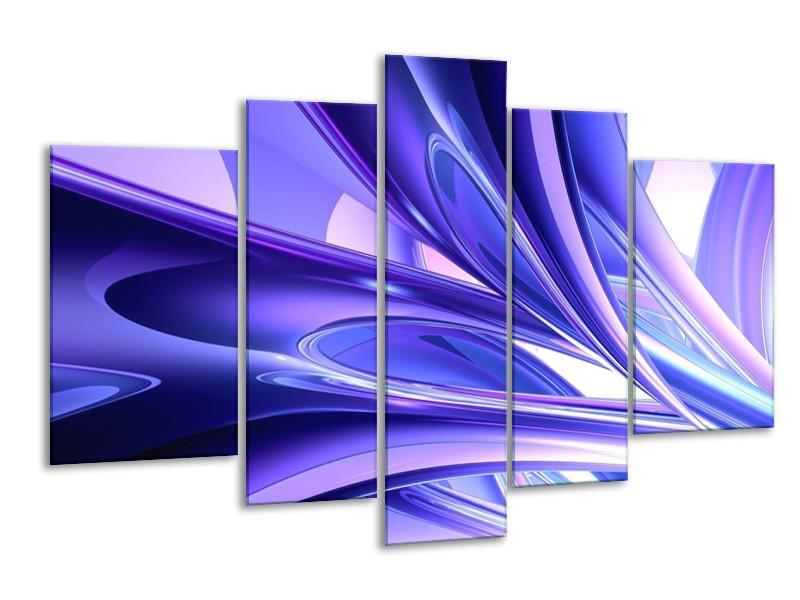 Glas schilderij Abstract | Blauw, Wit, Paars | 170x100cm 5Luik