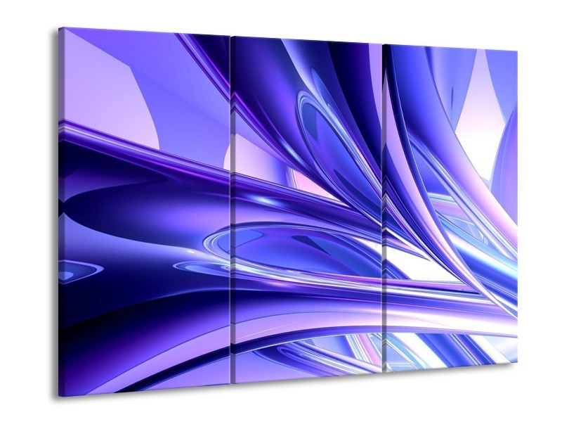 Glas schilderij Abstract | Blauw, Wit, Paars | 90x60cm 3Luik
