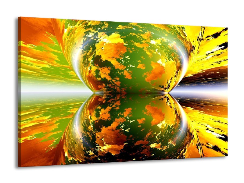 Canvas schilderij Spiegel | Groen, Geel, Oranje | 140x90cm 1Luik