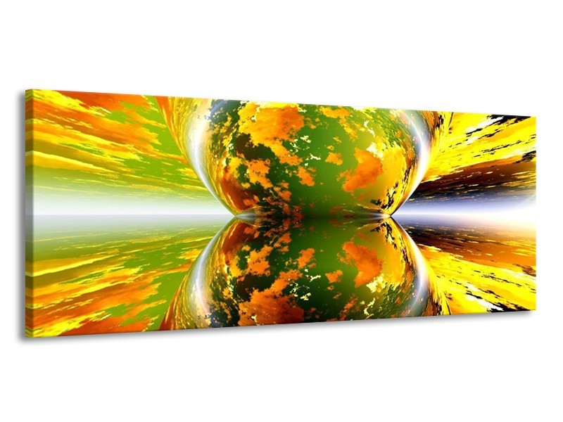 Glas schilderij Spiegel | Groen, Geel, Oranje | 145x58cm 1Luik