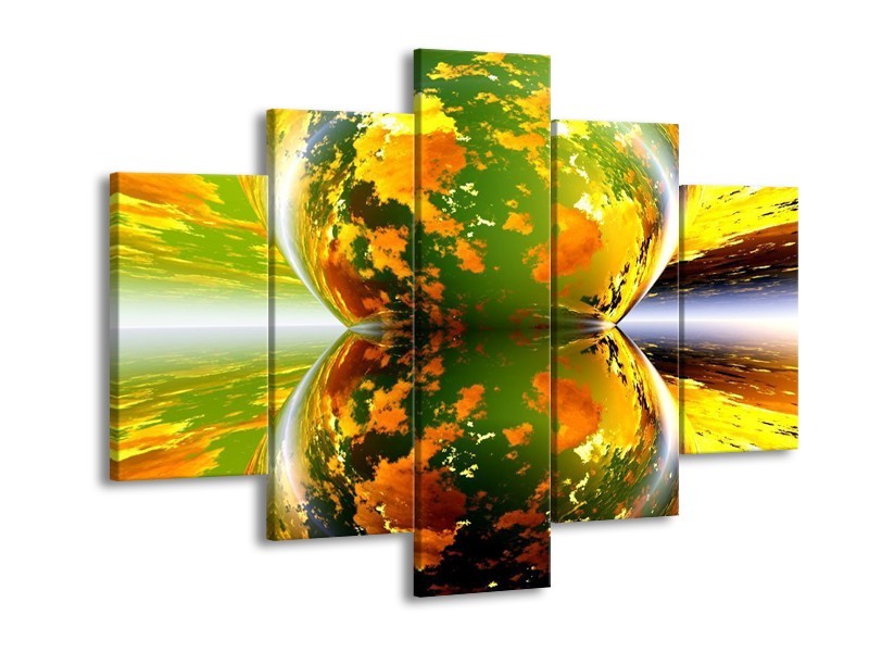 Glas schilderij Spiegel | Groen, Geel, Oranje | 150x105cm 5Luik