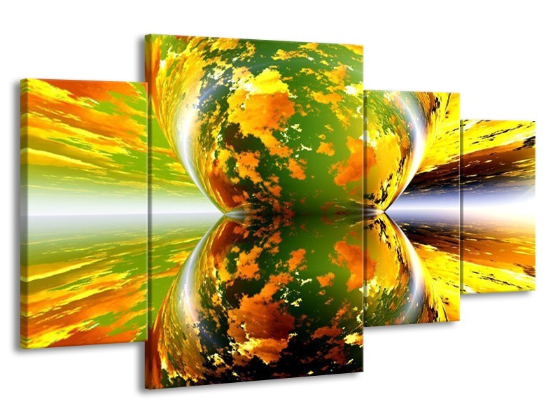 Glas schilderij Spiegel | Groen, Geel, Oranje | 160x90cm 4Luik