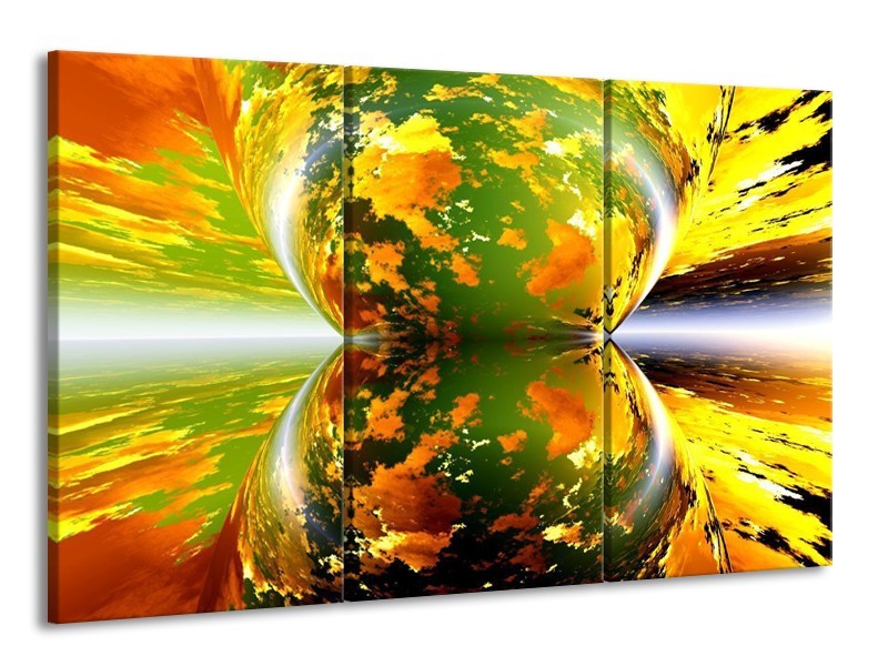 Glas schilderij Spiegel | Groen, Geel, Oranje | 165x100cm 3Luik