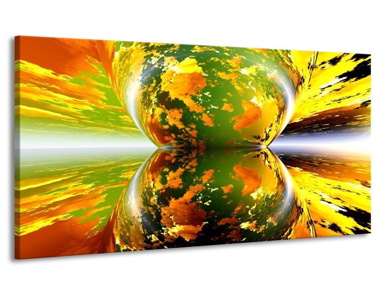 Canvas schilderij Spiegel | Groen, Geel, Oranje | 170x90cm 1Luik