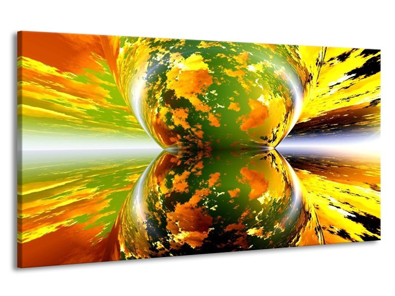 Canvas schilderij Spiegel | Groen, Geel, Oranje | 190x100cm 1Luik