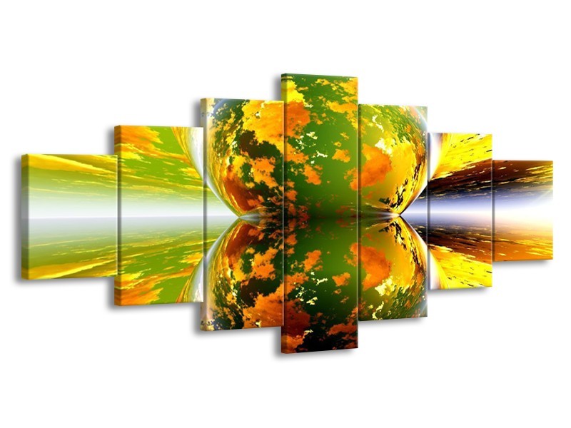 Glas schilderij Spiegel | Groen, Geel, Oranje | 210x100cm 7Luik