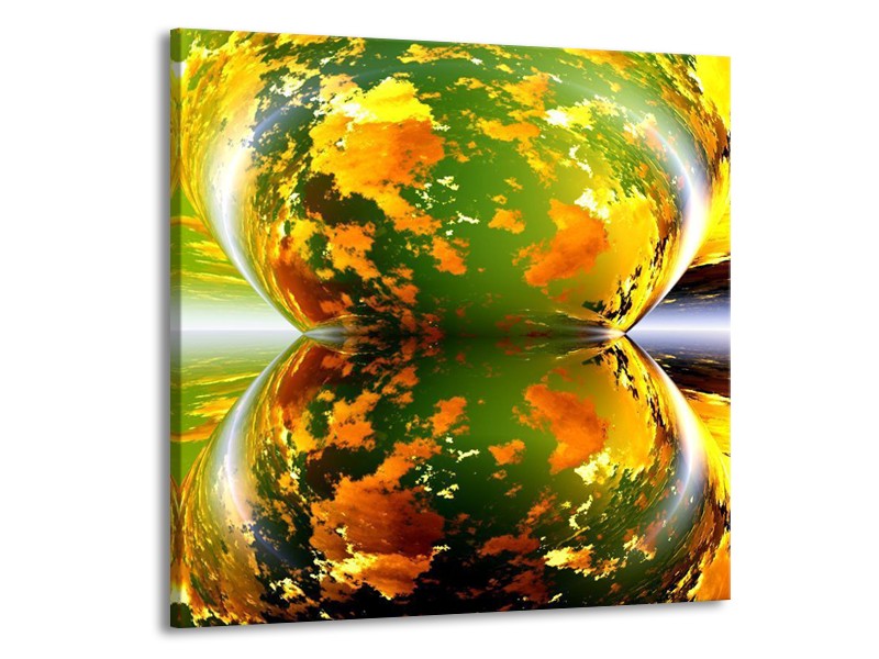 Canvas schilderij Spiegel | Groen, Geel, Oranje | 50x50cm 1Luik