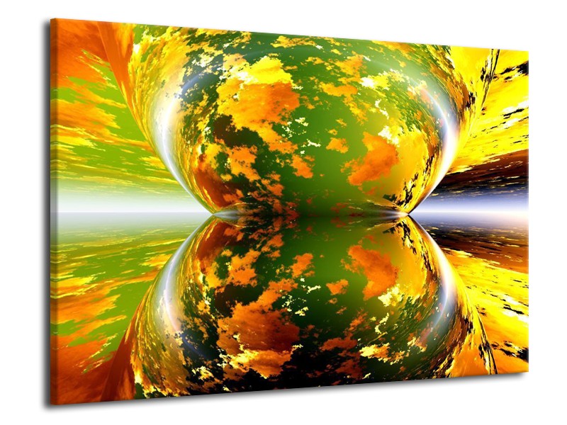 Canvas schilderij Spiegel | Groen, Geel, Oranje | 70x50cm 1Luik