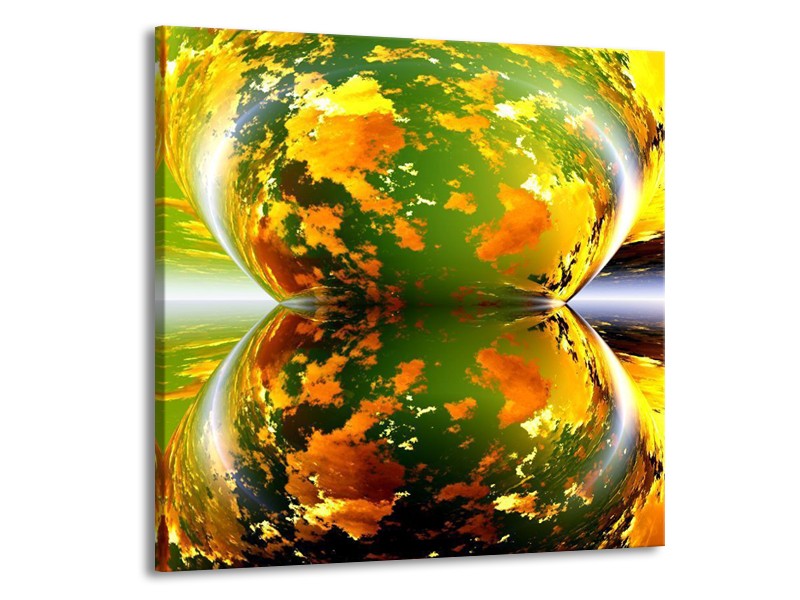 Canvas schilderij Spiegel | Groen, Geel, Oranje | 70x70cm 1Luik