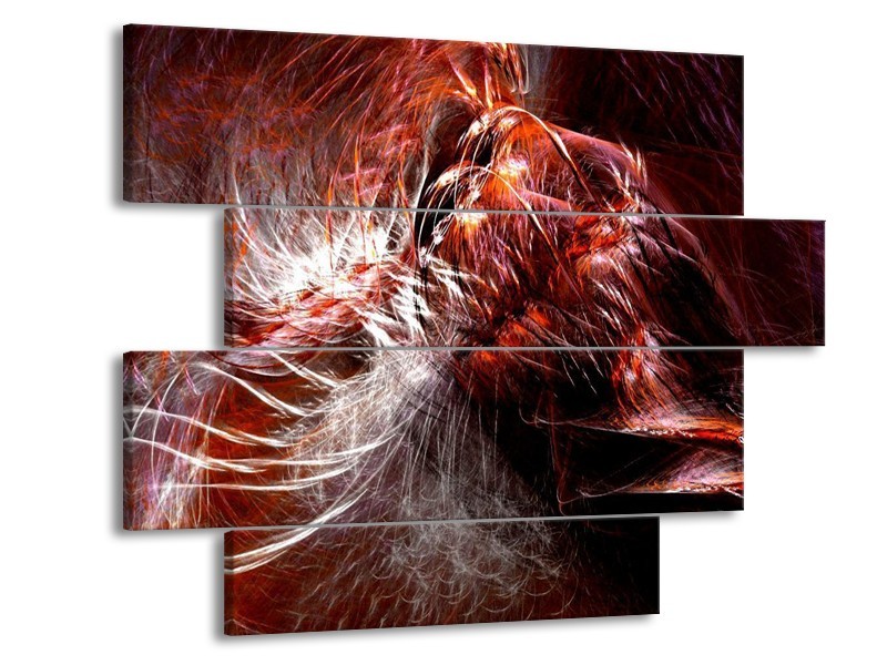Glas schilderij Abstract | Rood, Wit | 115x85cm 4Luik