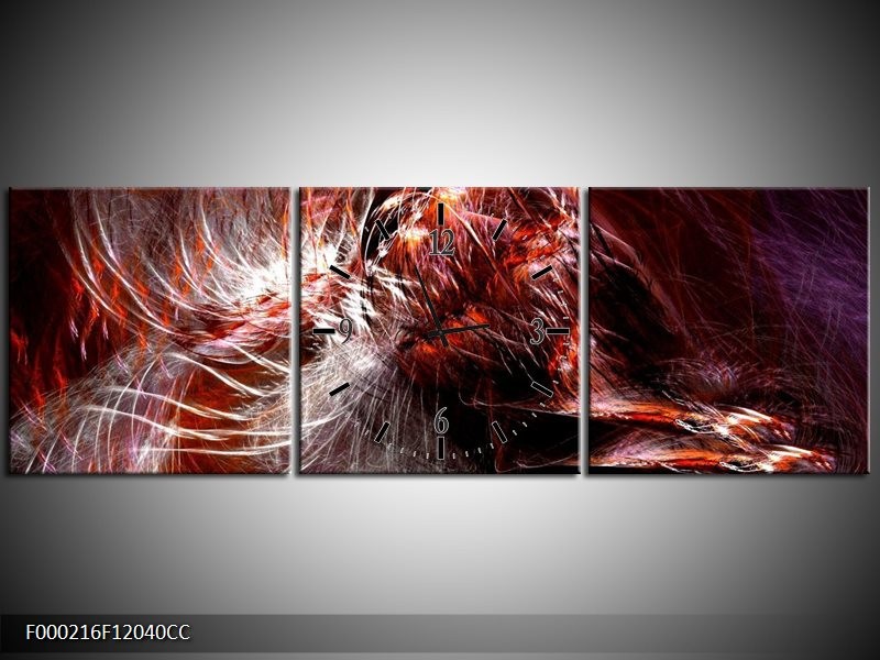 Klok schilderij Abstract | Rood, Wit | 120x40cm 3Luik
