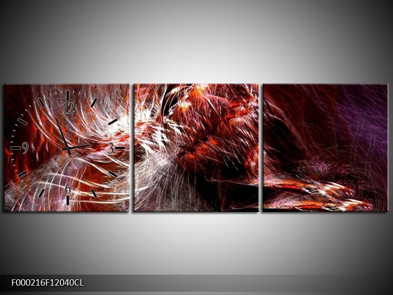 Klok schilderij Abstract | Rood, Wit | 120x40cm 3Luik