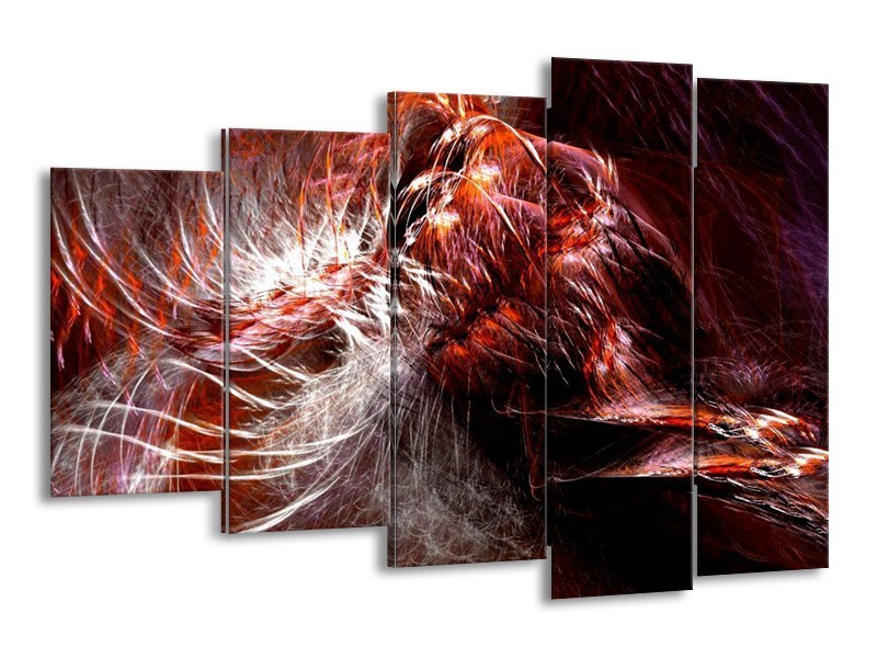Glas schilderij Abstract | Rood, Wit | 150x100cm 5Luik