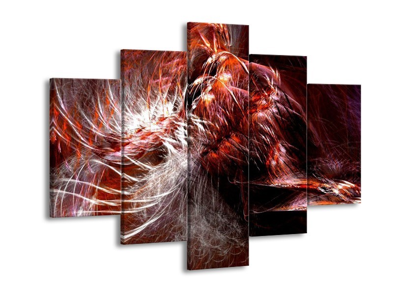 Glas schilderij Abstract | Rood, Wit | 150x105cm 5Luik