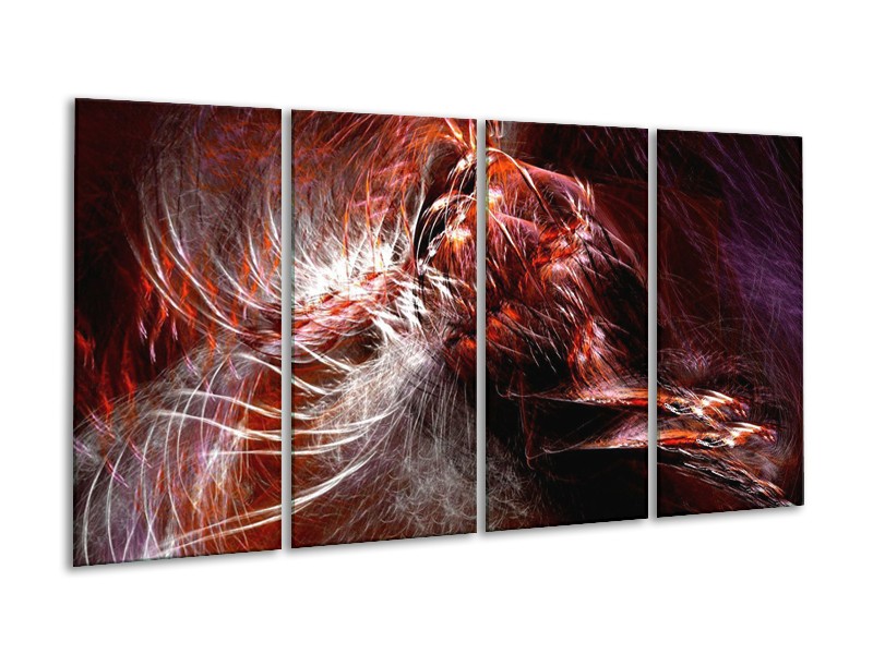 Canvas schilderij Abstract | Rood, Wit | 160x80cm 4Luik