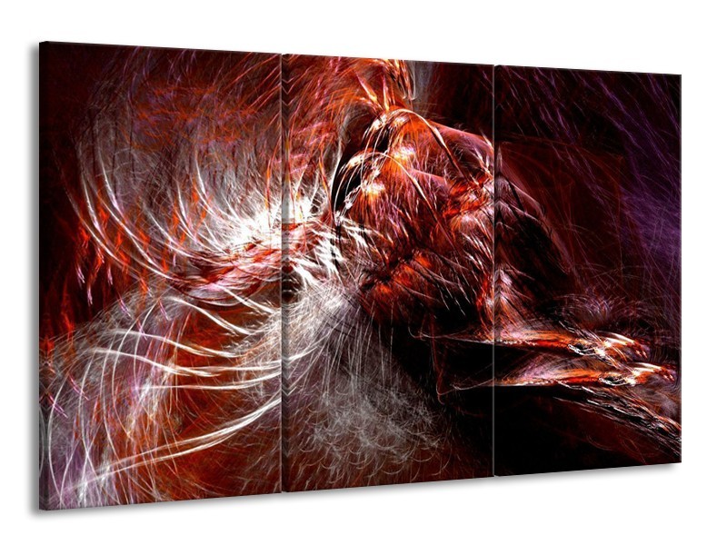 Canvas schilderij Abstract | Rood, Wit | 165x100cm 3Luik