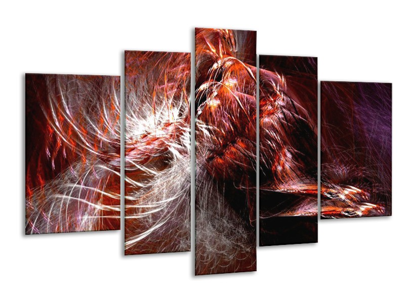 Canvas schilderij Abstract | Rood, Wit | 170x100cm 5Luik