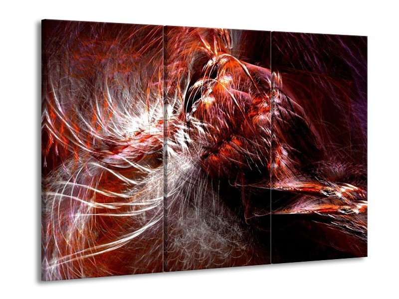 Canvas schilderij Abstract | Rood, Wit | 90x60cm 3Luik