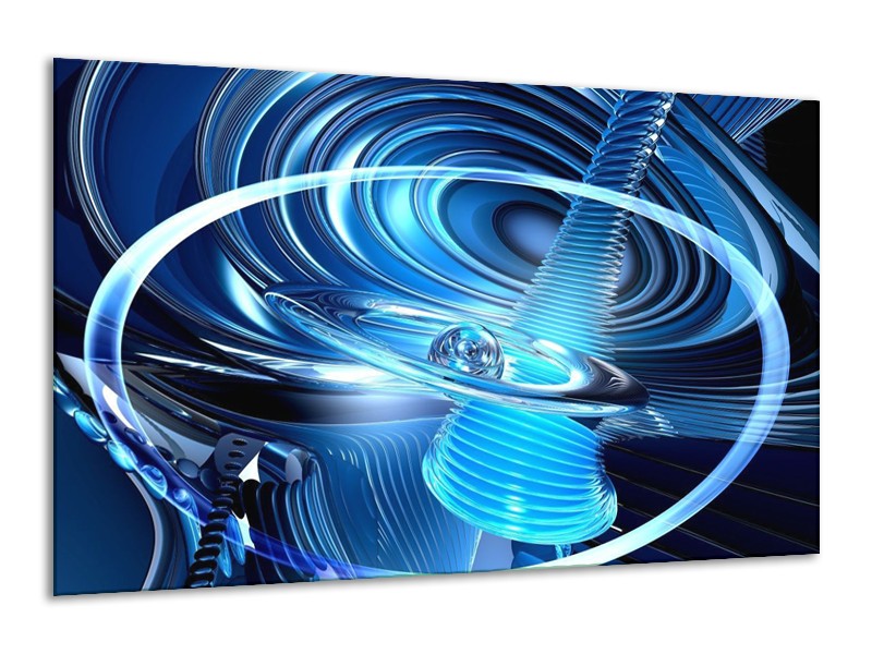 Canvas schilderij Abstract | Blauw, Wit, Zwart | 120x70cm 1Luik