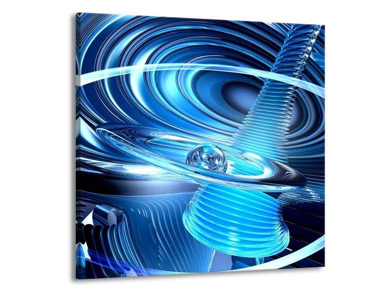 Canvas schilderij Abstract | Blauw, Wit, Zwart | 70x70cm 1Luik