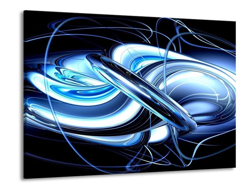 Canvas schilderij Abstract | Blauw, Wit, Zwart | 100x70cm 1Luik