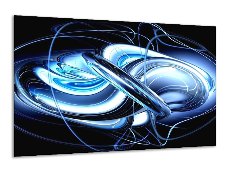 Glas schilderij Abstract | Blauw, Wit, Zwart | 120x70cm 1Luik