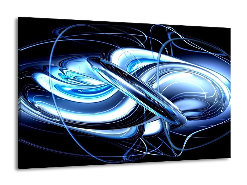 Glas schilderij Abstract | Blauw, Wit, Zwart | 140x90cm 1Luik