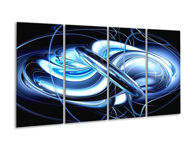 Glas schilderij Abstract | Blauw, Wit, Zwart | 160x80cm 4Luik