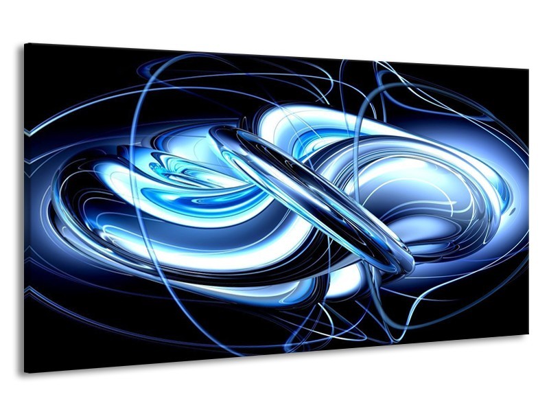 Canvas schilderij Abstract | Blauw, Wit, Zwart | 190x100cm 1Luik