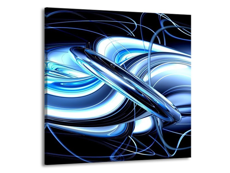 Canvas schilderij Abstract | Blauw, Wit, Zwart | 50x50cm 1Luik