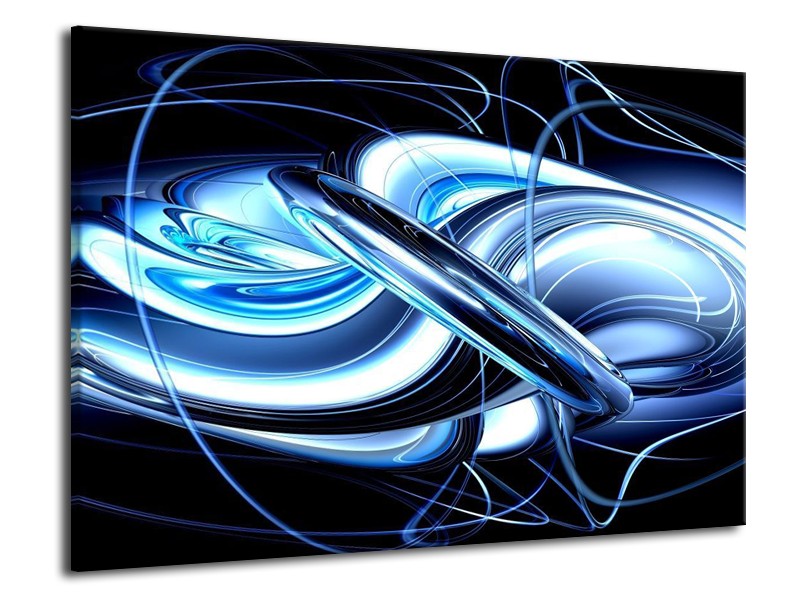 Glas schilderij Abstract | Blauw, Wit, Zwart | 70x50cm 1Luik