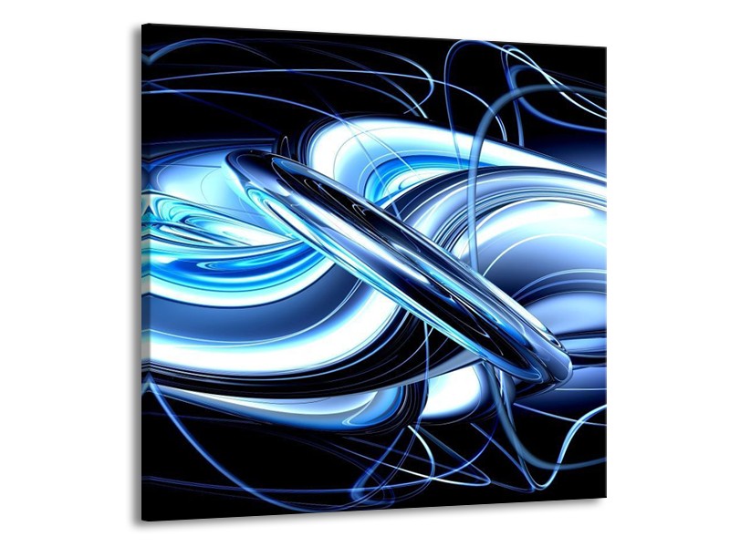 Canvas schilderij Abstract | Blauw, Wit, Zwart | 70x70cm 1Luik