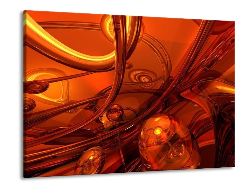 Canvas schilderij Abstract | Geel, Rood, Goud | 100x70cm 1Luik